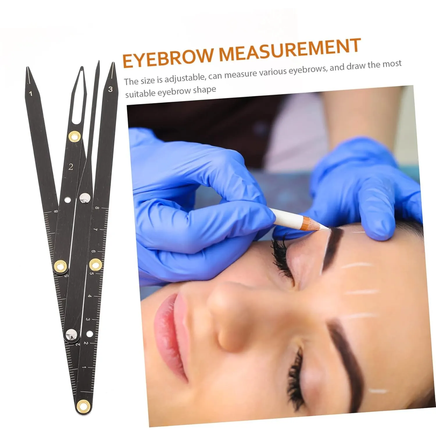 NOLITOY 4pcs Stainless Steel Eyebrow Ruler Caliper Precision Measuring Tool for Eyebrow Shapes and Easy to Use for Makeup Artists and Beauty Enthusiasts