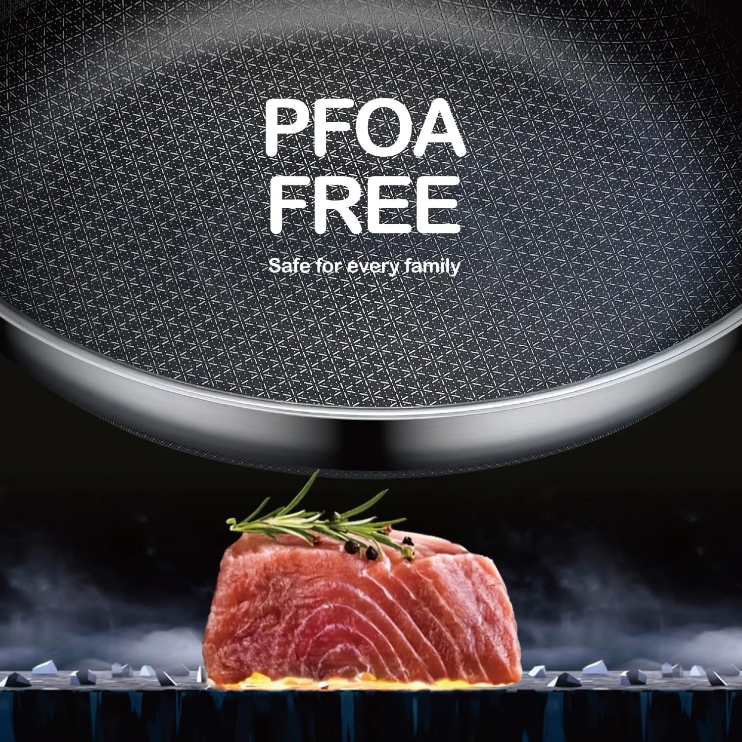 Non Stick Frying Pans,Hybrid 12 inch Frying Pans Nonstick with Lid,PFOA Free Cookware,non stick Stainless Steel Skillets,Dishwasher and Oven Safe, Works on Induction,Ceramic and Gas Cooktops
