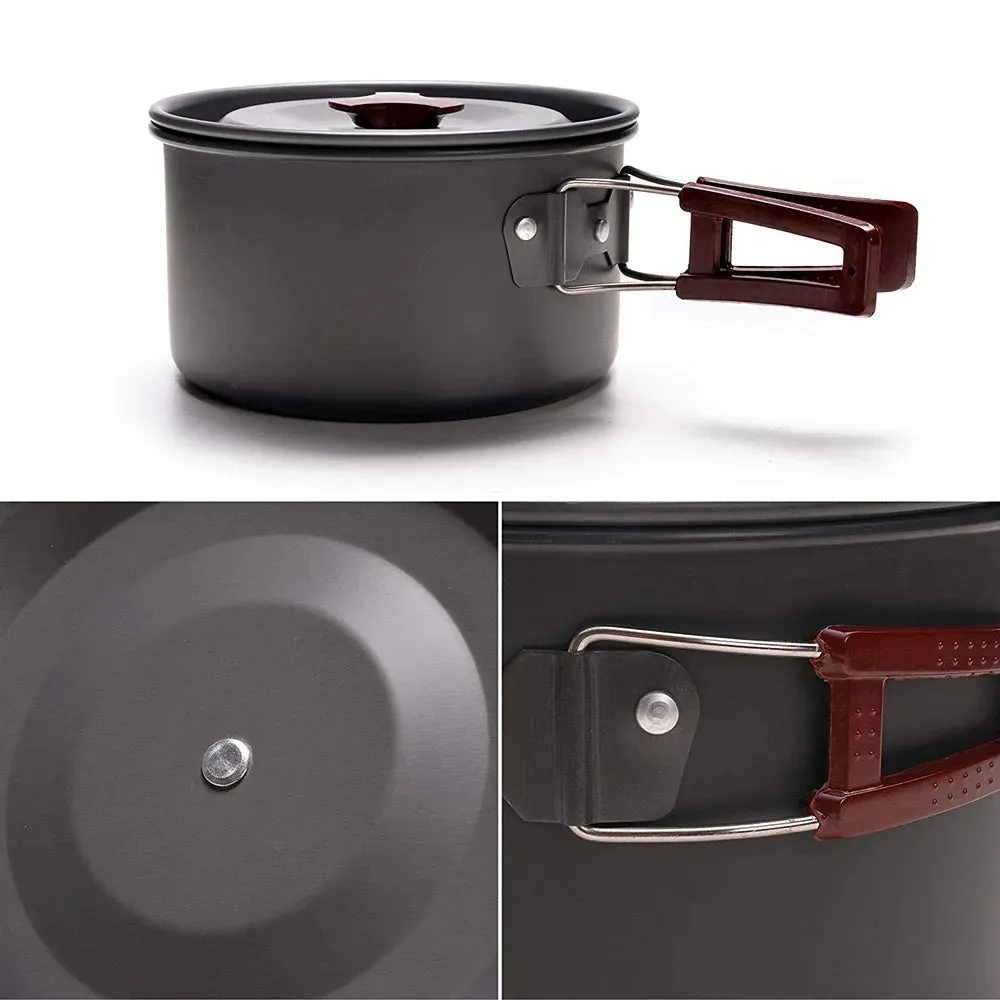 Non-Stick Lightweight Camping Cookware Kit - Pans and Pots for Trekking, Hiking, and Picnics