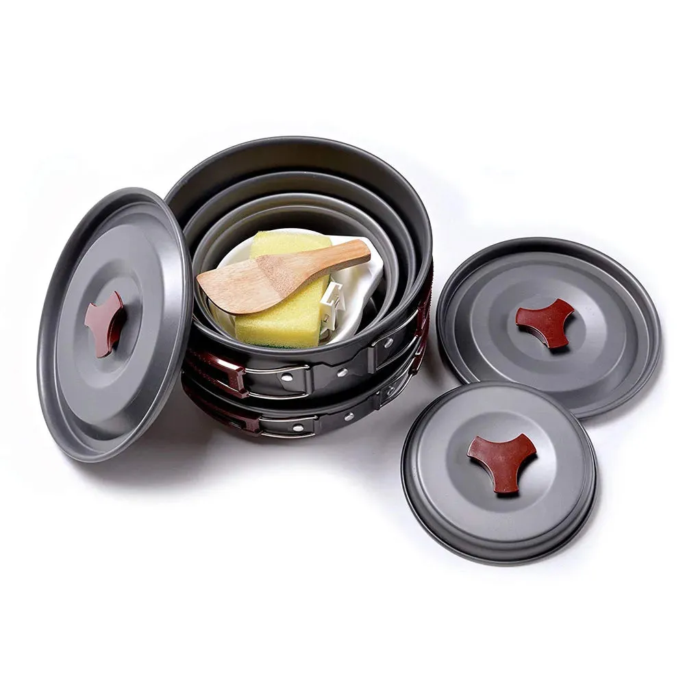 Non-Stick Lightweight Camping Cookware Kit - Pans and Pots for Trekking, Hiking, and Picnics
