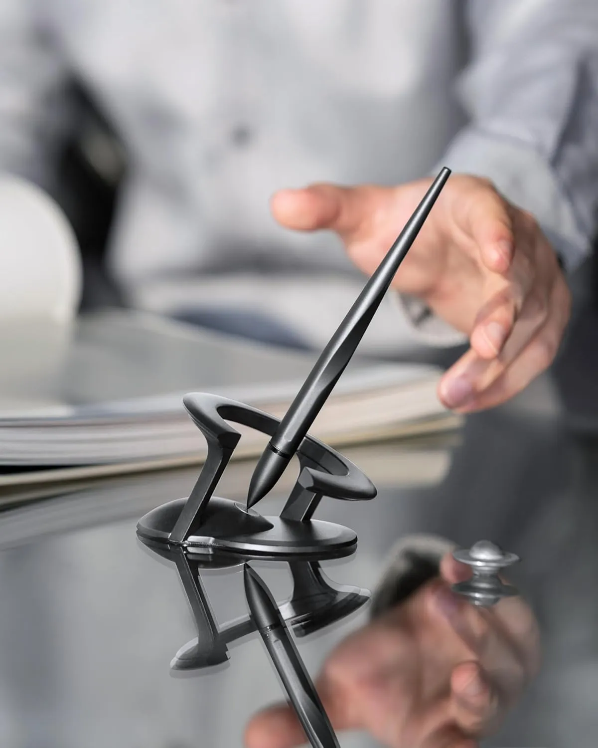 Novium Hoverpen 2.0 Interstellar Edition - Space Black, Ballpoint Pen, Unique Conversational Starter, Premium Futuristic Design, Precision Flow Ink, Schmidt Ballpoint Cartridges