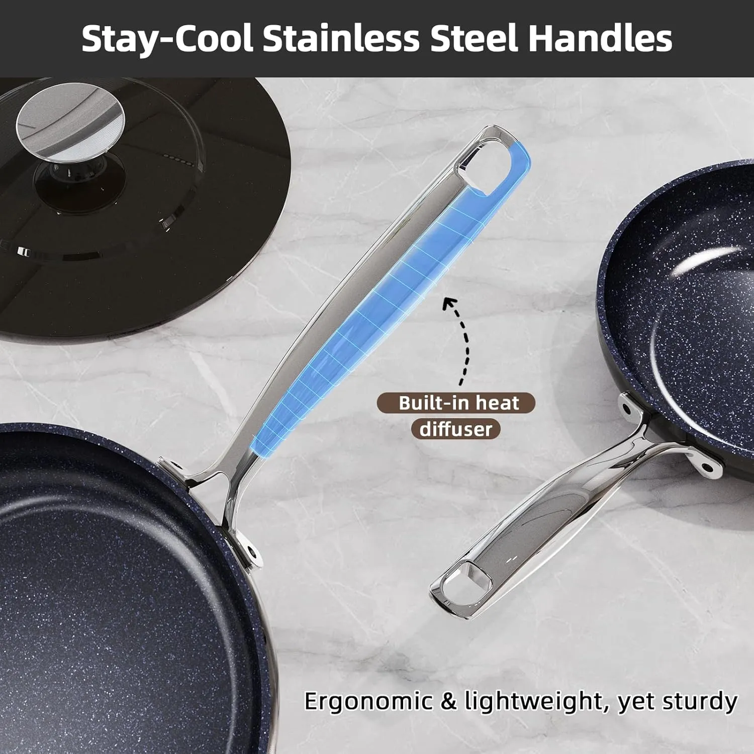 Nuwave Lux 13pc Forged Lightweight Cookware Set PFAS Free, Healthy G10 Duralon Ceramic Coating, Ultra Non-Stick, Stay-Cool Handles, Works on All Cooktops & Induction Ready