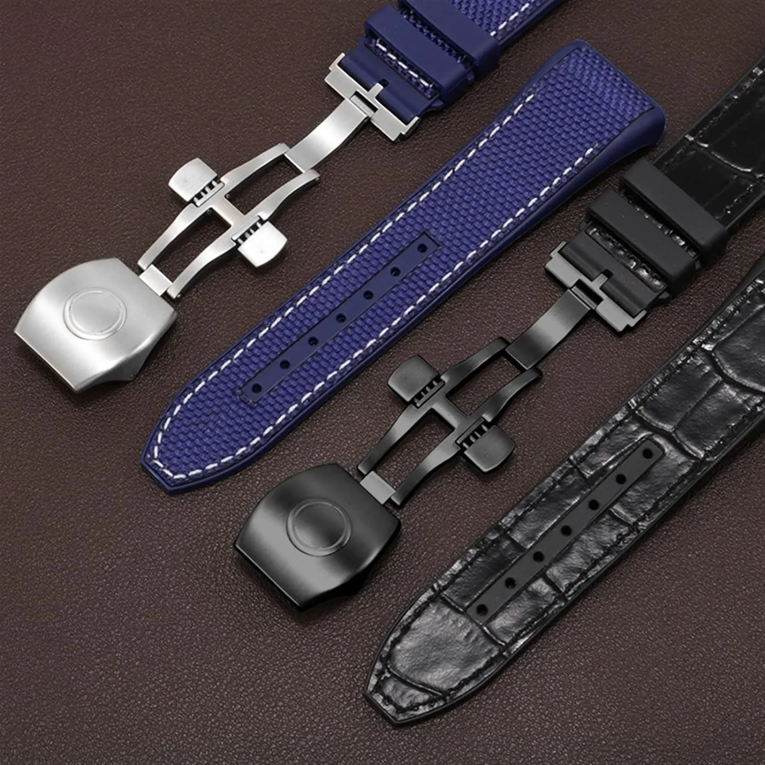 Nylon Genuine Leather Watchband For Franck Muller V45 Series Watch Strap With Folding Buckle