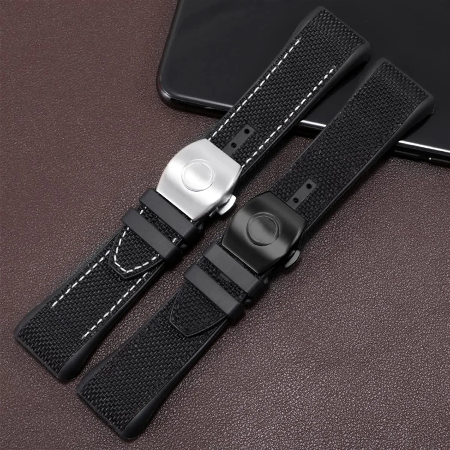 Nylon Genuine Leather Watchband For Franck Muller V45 Series Watch Strap With Folding Buckle