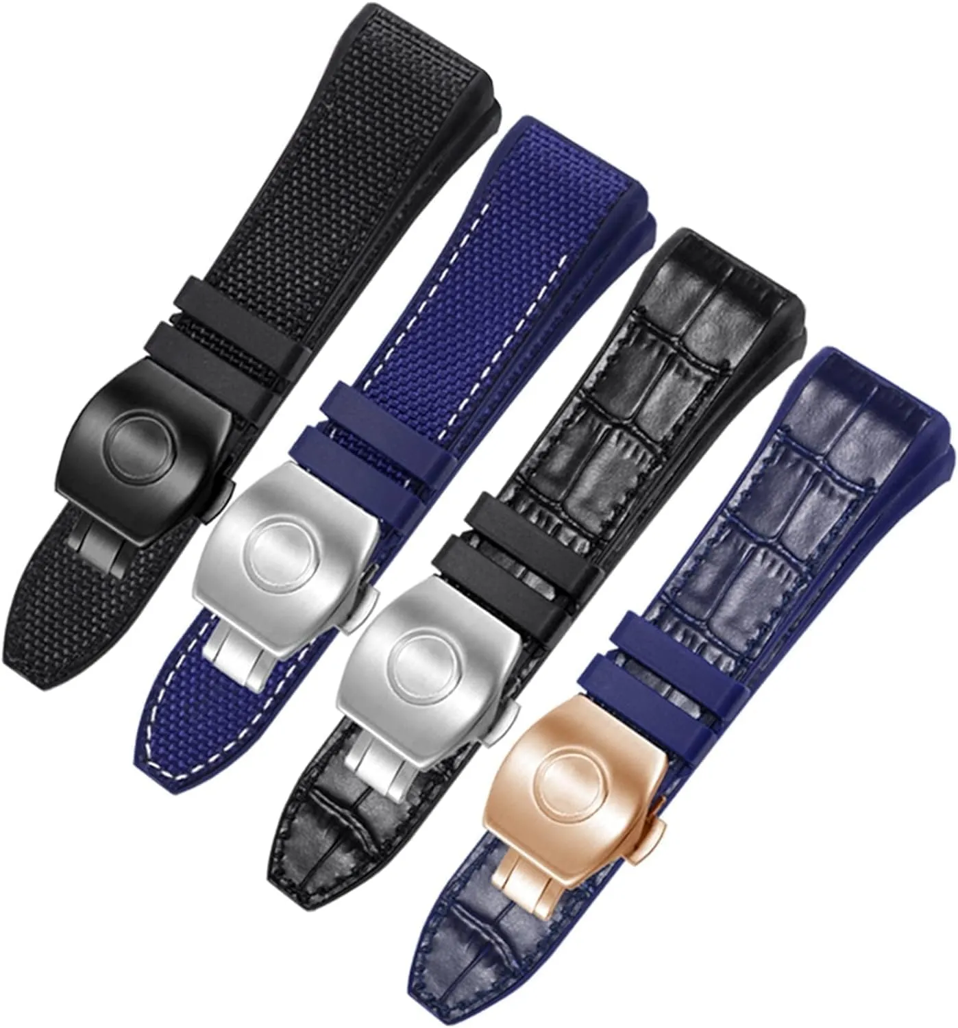 Nylon Genuine Leather Watchband For Franck Muller V45 Series Watch Strap With Folding Buckle