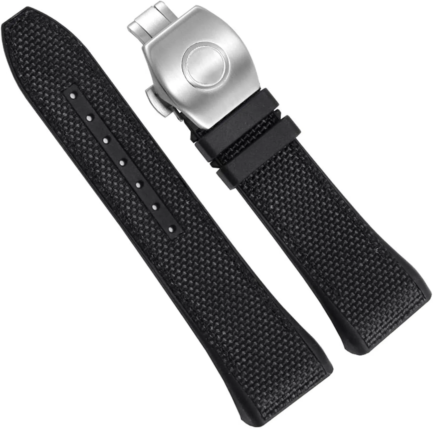 Nylon Genuine Leather Watchband For Franck Muller V45 Series Watch Strap With Folding Buckle