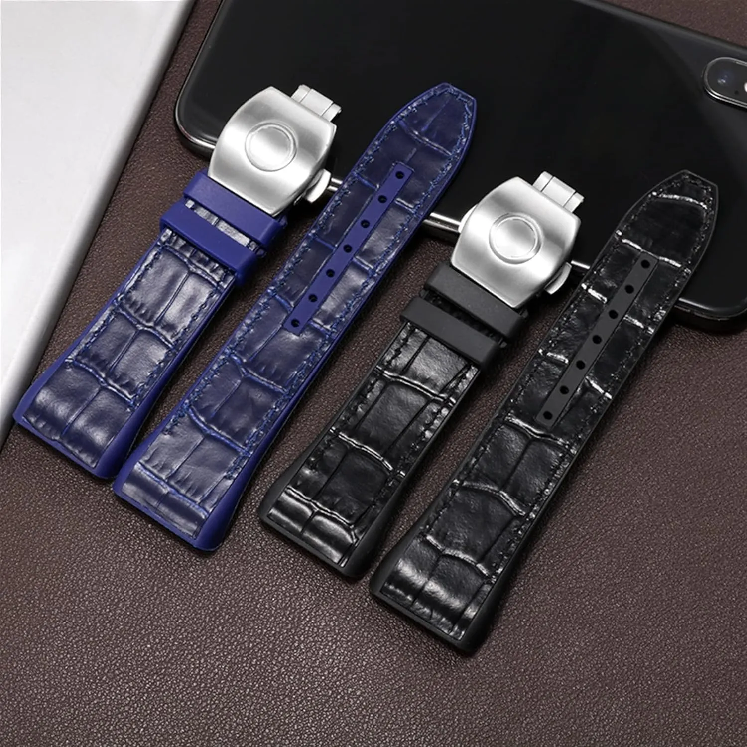 Nylon Genuine Leather Watchband For Franck Muller V45 Series Watch Strap With Folding Buckle