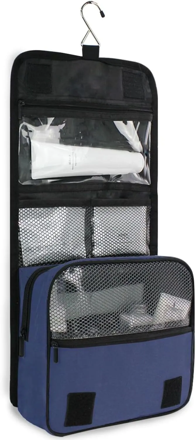 ODAWA Noble Blue Toiletry Bags Makeup Storage Bag with Hooks Women's Makeup Organizer Cosmetic Bags