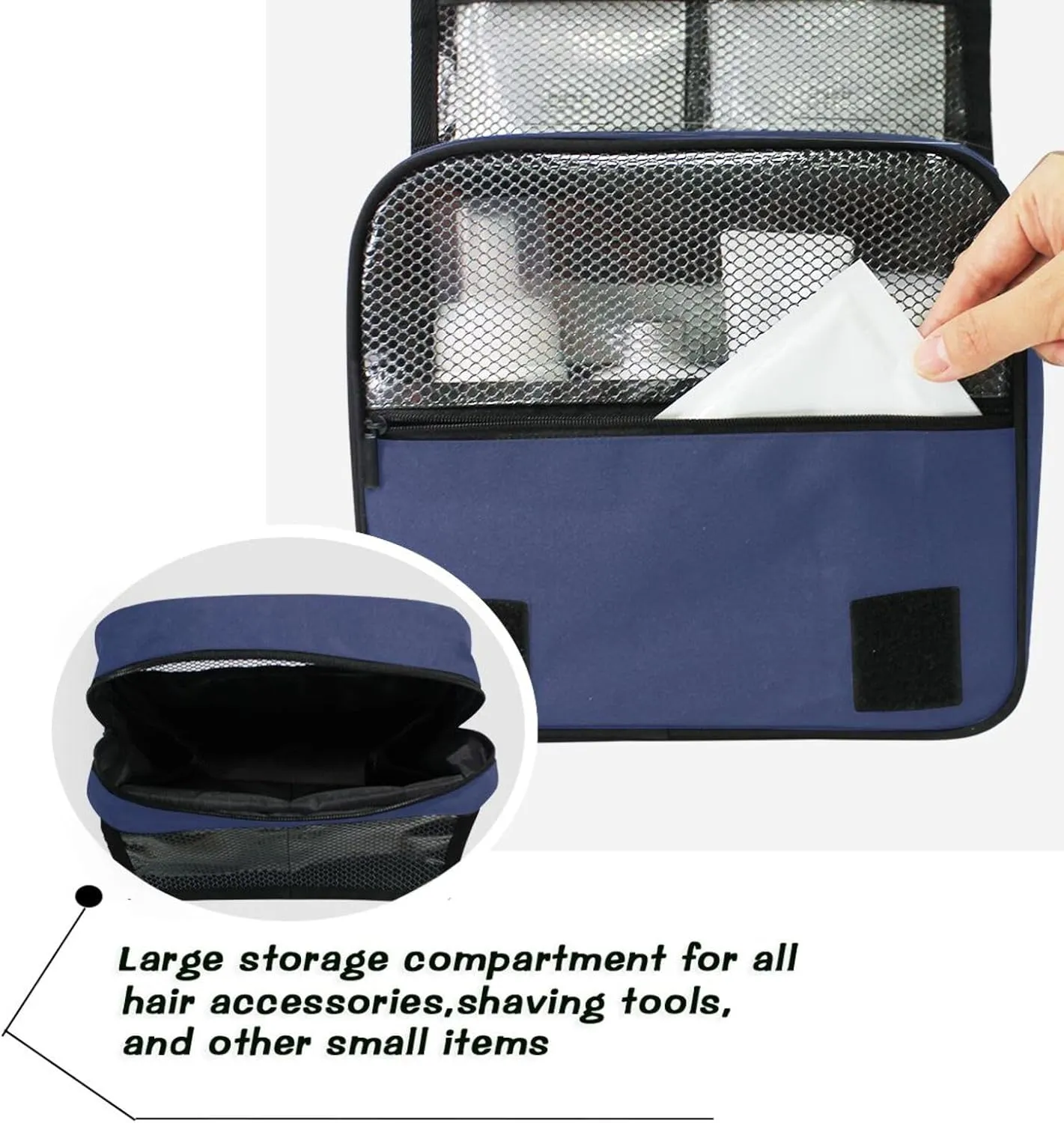 ODAWA Noble Blue Toiletry Bags Makeup Storage Bag with Hooks Women's Makeup Organizer Cosmetic Bags