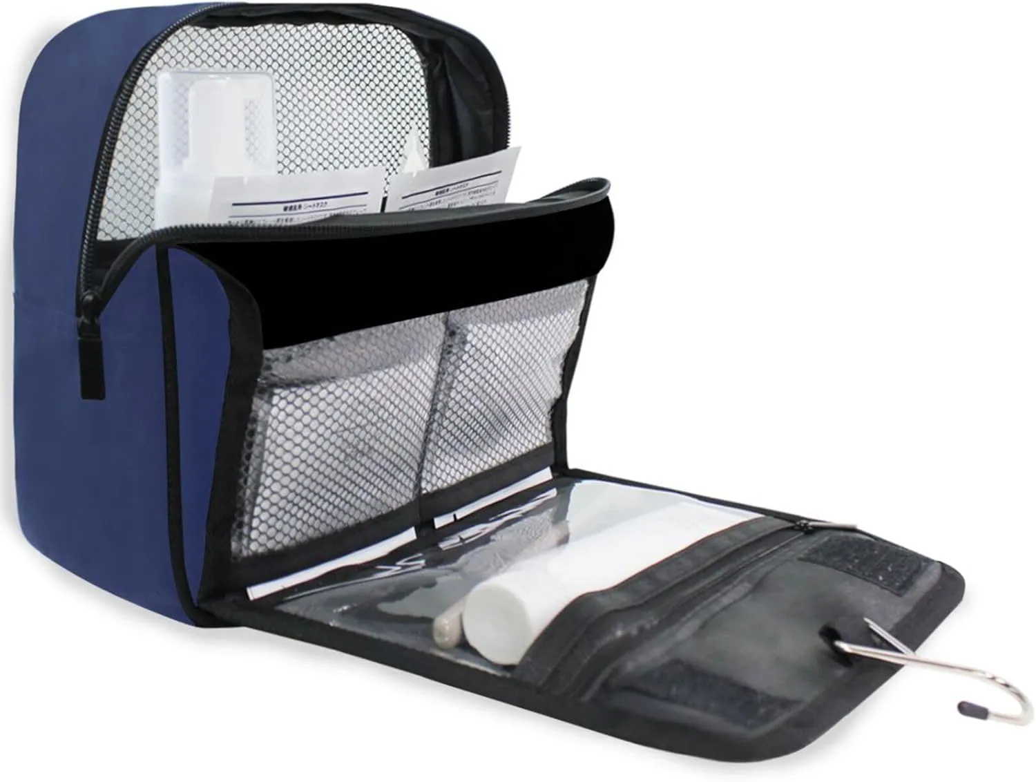 ODAWA Noble Blue Toiletry Bags Makeup Storage Bag with Hooks Women's Makeup Organizer Cosmetic Bags
