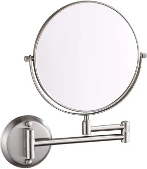 OGRAFF Wall Mounted Makeup Mirror, 8 inch Nickel Finish Double Sided Magnifying Shaving Mirror, 360° Swivel Extendable Folding Bathroom Vanity Mirrors,10x (Color : 10x)