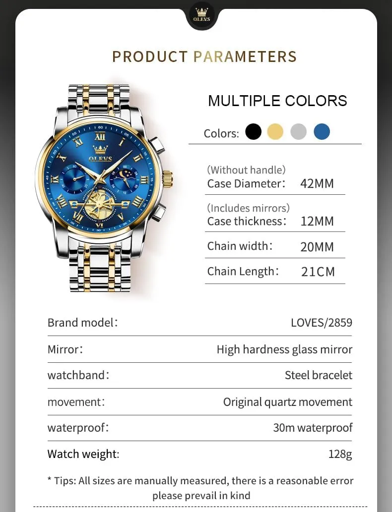 OLEVS Men Watches Square Business Dress Diamond Analog Quartz Date Luxury Watch for Men Casual Stainless Steel Waterproof Luminous Two Tone Wrist Watch