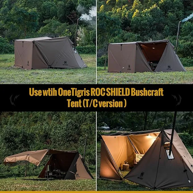 OneTigris BULLBAT TC Canvas Camping Tarp, Survivalist Heavy Duty Terylene Cotton Wind Tarp Polycotton Sun Shelter, Outdoor Cooking Tarp, Tent Accessory Fabric