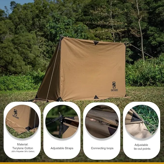 OneTigris BULLBAT TC Canvas Camping Tarp, Survivalist Heavy Duty Terylene Cotton Wind Tarp Polycotton Sun Shelter, Outdoor Cooking Tarp, Tent Accessory Fabric