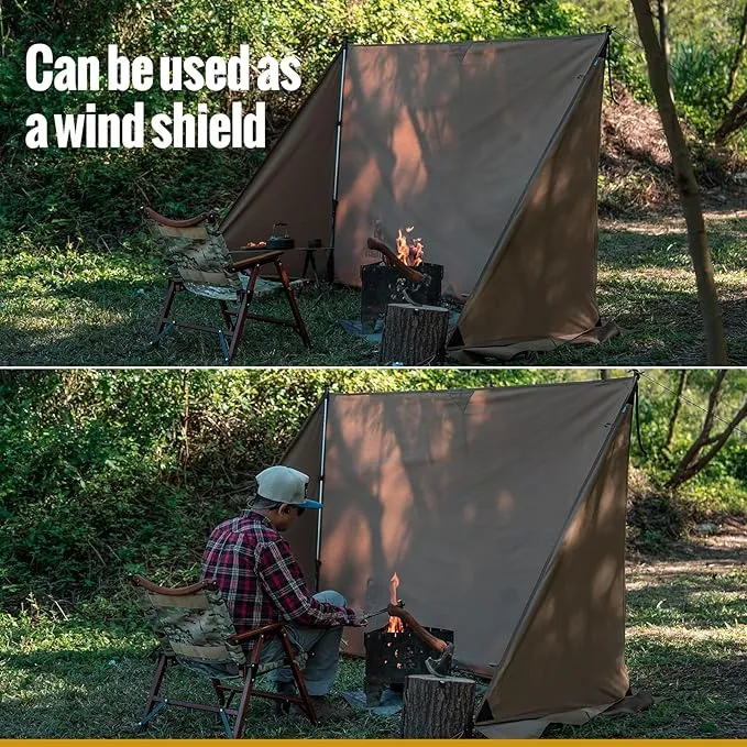 OneTigris BULLBAT TC Canvas Camping Tarp, Survivalist Heavy Duty Terylene Cotton Wind Tarp Polycotton Sun Shelter, Outdoor Cooking Tarp, Tent Accessory Fabric