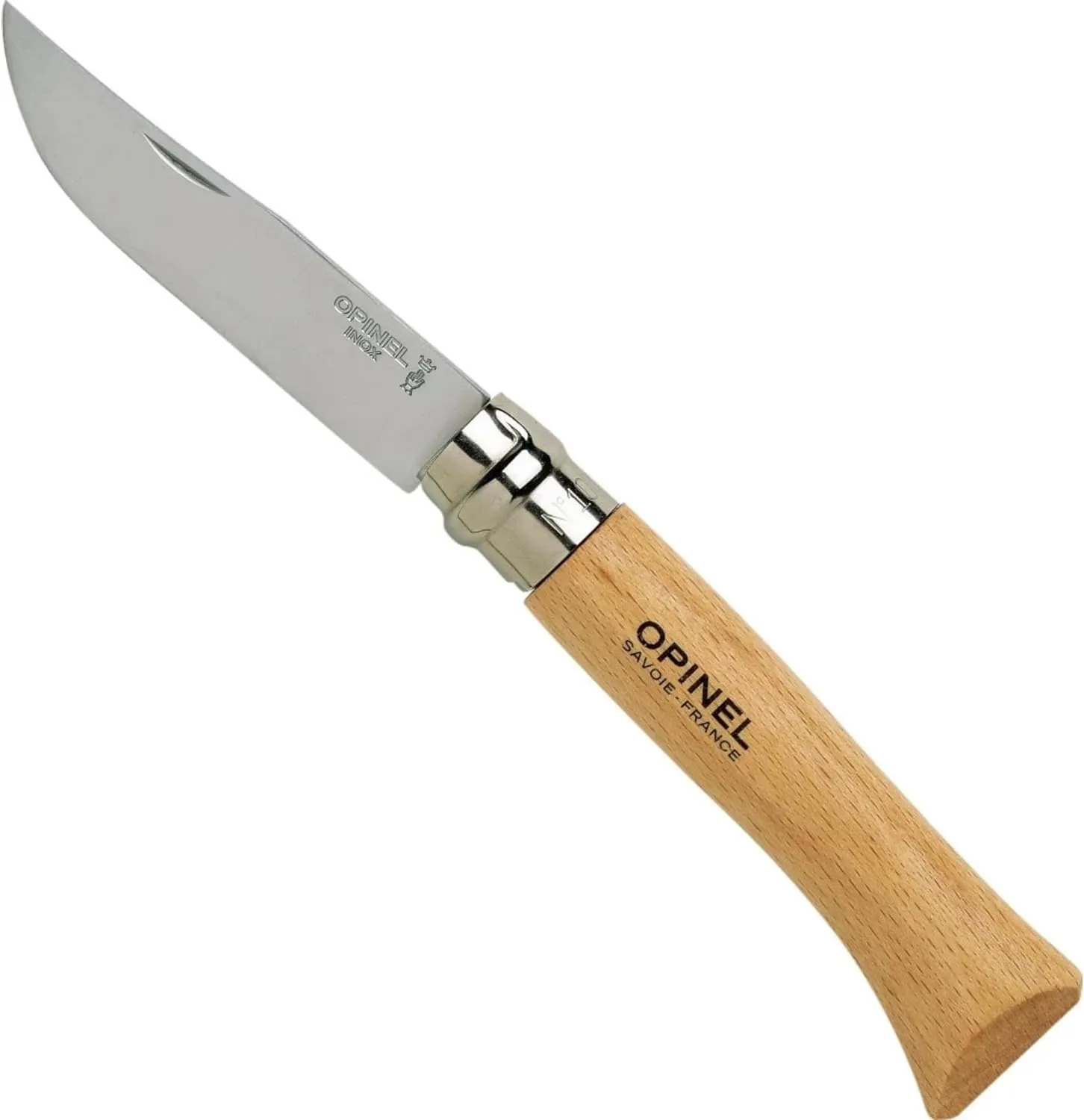 Opinel No.10 Stainless Steel Folding Knife with Beechwood Handle