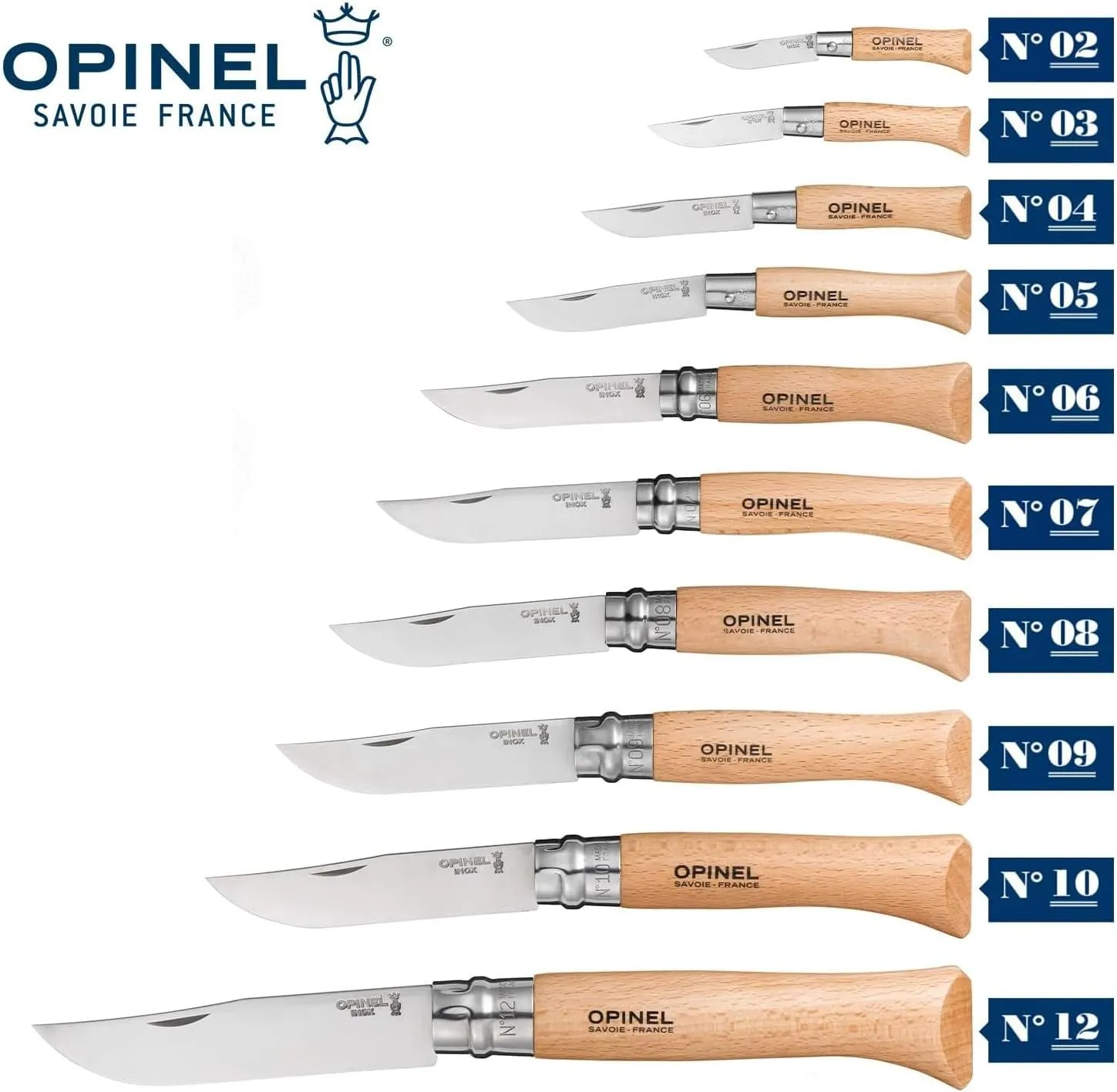 Opinel No.10 Stainless Steel Folding Knife with Beechwood Handle
