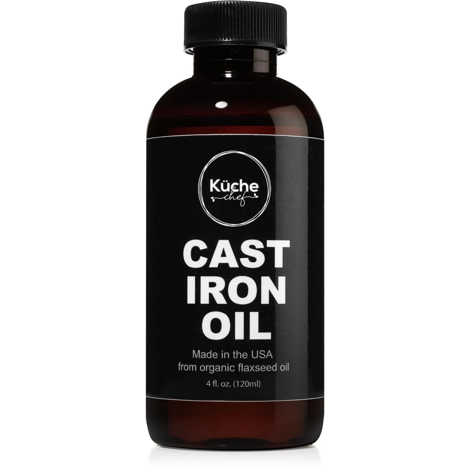 Organic Cast Iron Oil & Cast Iron Conditioner – Made from Flaxseed Oil grown and pressed in the USA – Creates a Non-Stick Seasoning on All Cast Iron Cookware (240ml)
