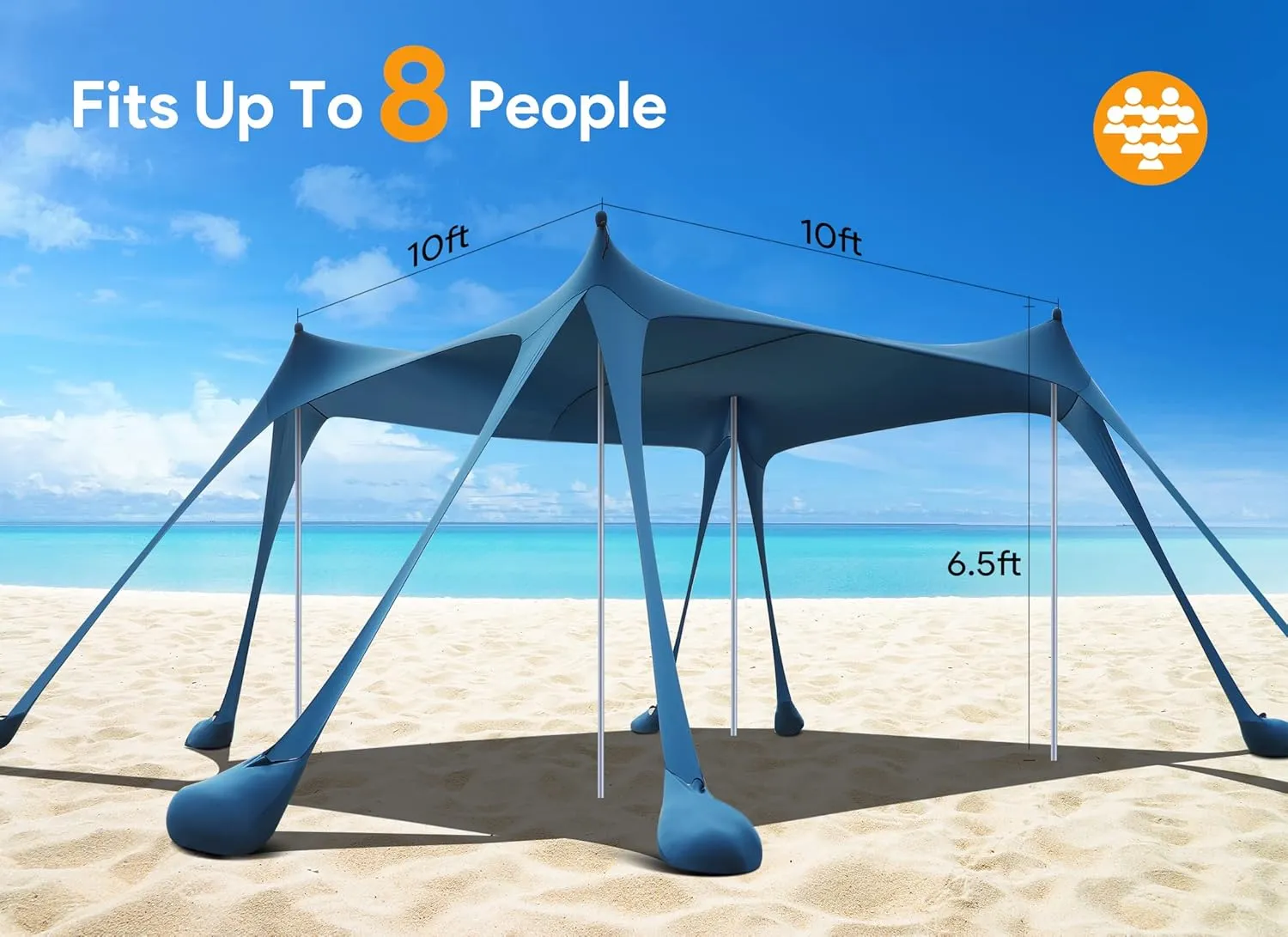 Osoeri Beach Tent, Camping Sun Shelter UPF50  with 8 Sandbags, Sand Shovels, Ground Pegs & Stability Poles, Outdoor Shade Beach Canopy for Camping Trips, Fishing, Backyard Fun or Picnics