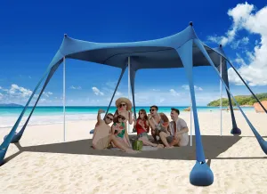 Osoeri Beach Tent, Camping Sun Shelter UPF50  with 8 Sandbags, Sand Shovels, Ground Pegs & Stability Poles, Outdoor Shade Beach Canopy for Camping Trips, Fishing, Backyard Fun or Picnics