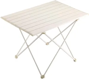 Outdoor aluminum alloy folding table, aluminum portable roller shutter table with large capacity storage bag, outdoor mini folding table with frosted technology, suitable for camping, exploring, etc.