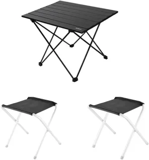 Outdoor and Chair Set, Ultra-Light Aluminum Alloy Camping Gear, Egg Roll Table, Stool Included,Suit,B