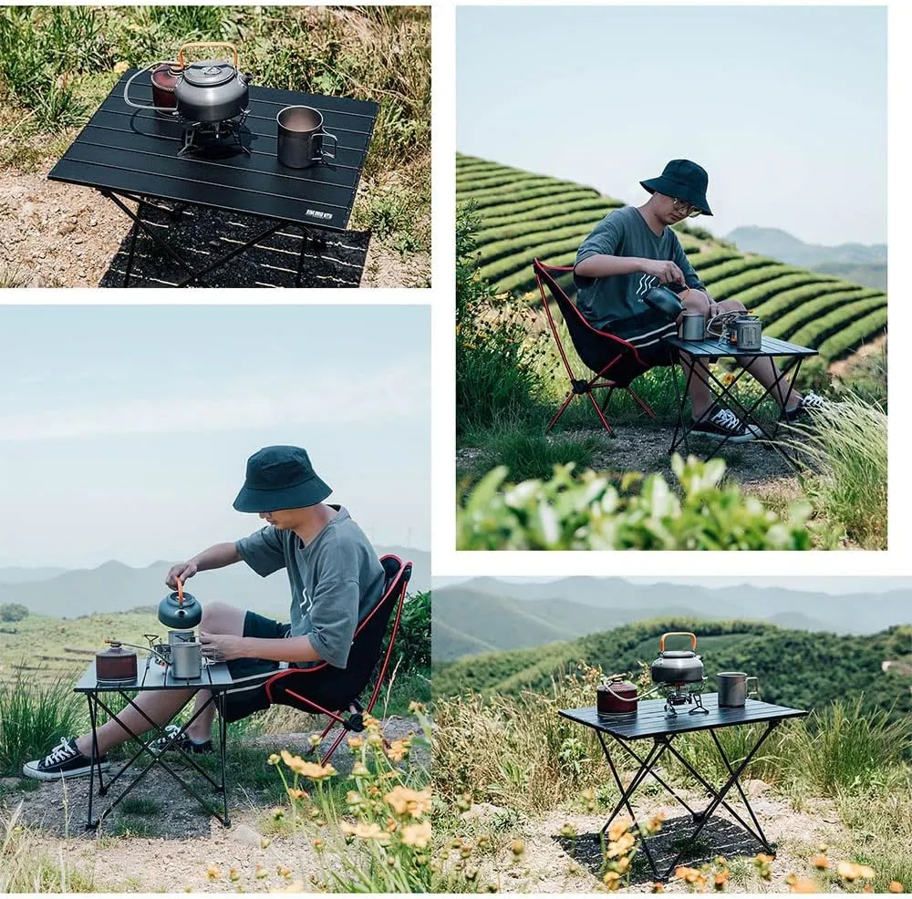 Outdoor and Chair Set, Ultra-Light Aluminum Alloy Camping Gear, Egg Roll Table, Stool Included,Suit,B