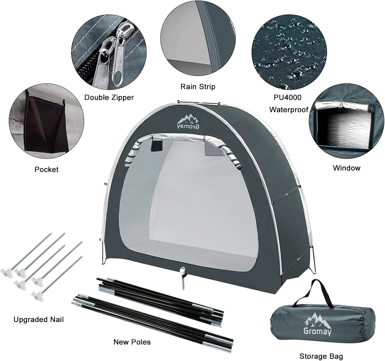 Outdoor Bike Covers Storage Shed Tent, Portable Bicycle Storage Cover, Foldable 210D PU4000 Waterproof Oxford Fabric Bike Shelter for 2-3 Bikes