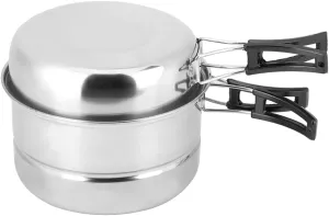 Outdoor Camping Cookware, Camping Cookware Outdoor Cook Set,Stainless Steel Portable Camp Hiking Backpacking Picnic Cooking Bowl Non Stick Pot