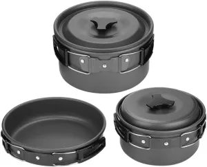 Outdoor Camping Picnic Barbecue Cookware Set for 2-3 People Lightweight Aluminum Alloy Cooking Gear