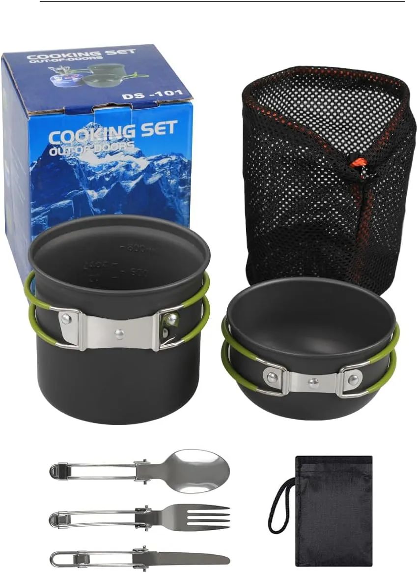 Outdoor Camping Set Pot, Boiling Water Pot, Pot Equipment, Camping and Camping Supplies, Portable cookware, Kitchen Utensils, Tableware Set