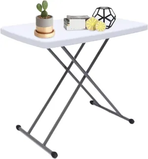 Outdoor Camping Table Adjustable Folding Laptop Table TV Portable Desk Writing Computer Desk for Home Office Camping Furniture(White)