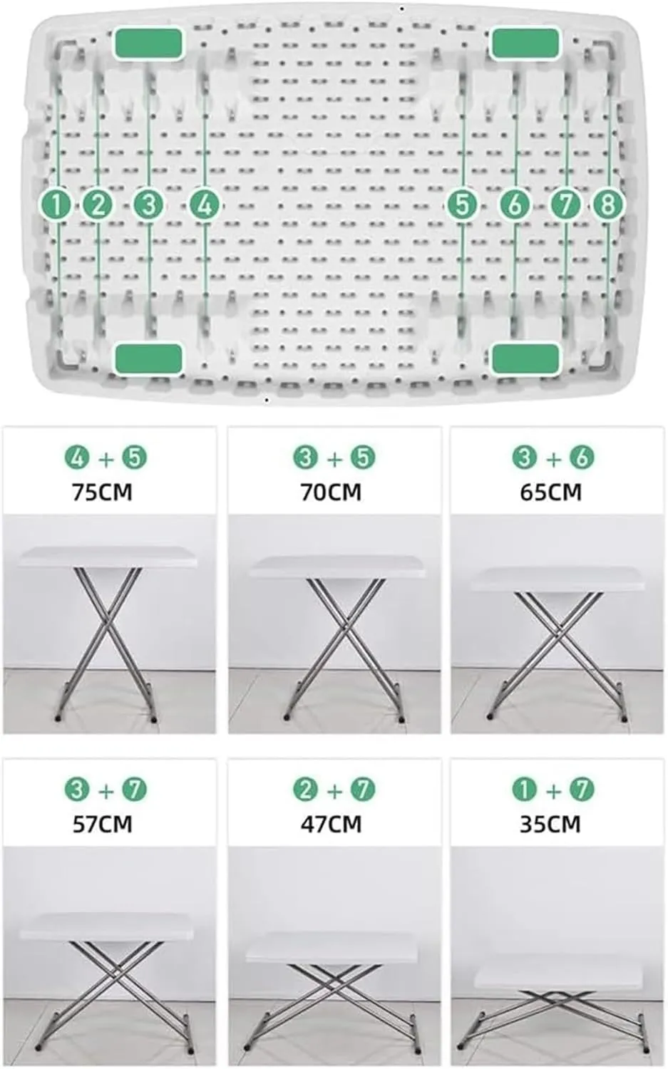Outdoor Camping Table Adjustable Folding Laptop Table TV Portable Desk Writing Computer Desk for Home Office Camping Furniture(White)