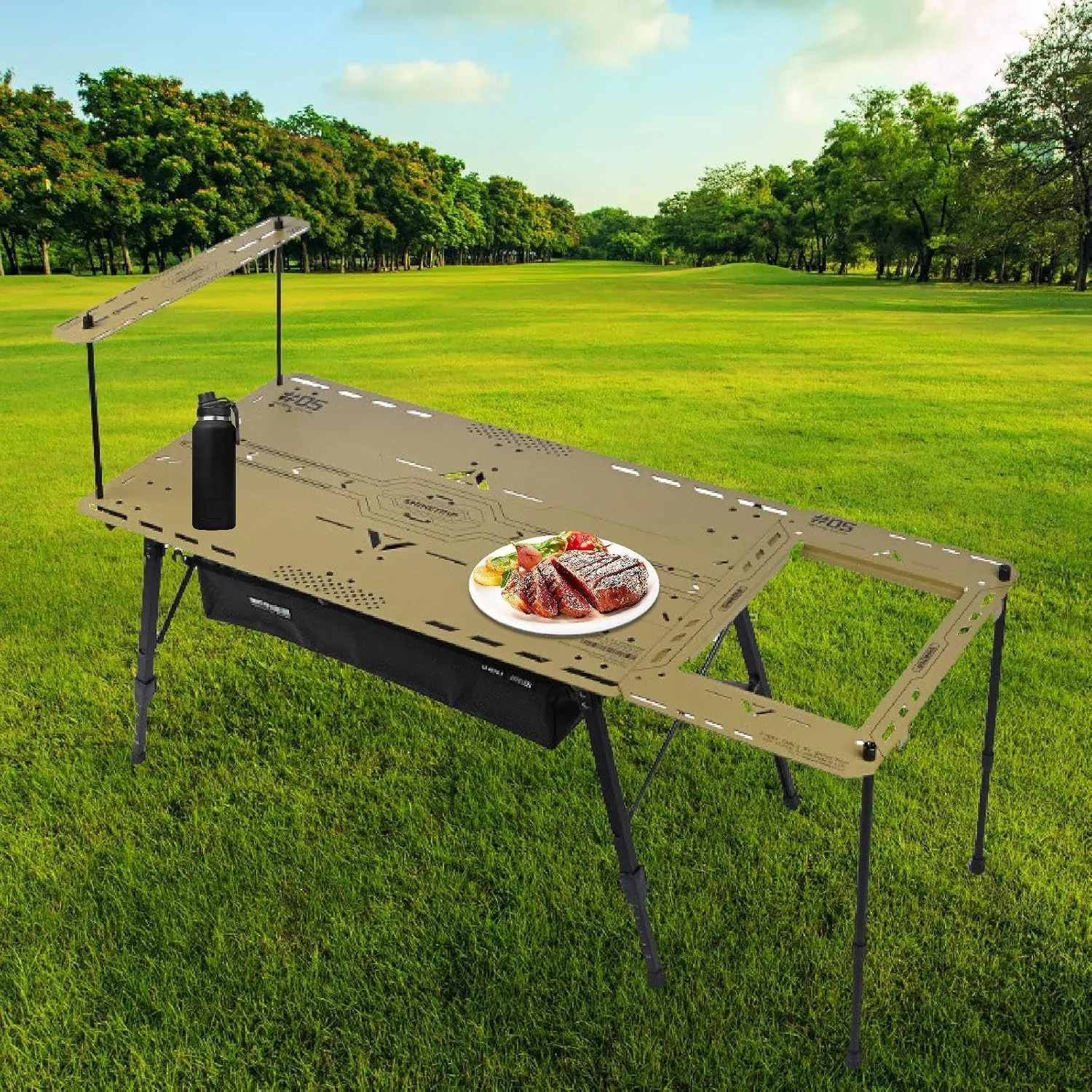 Outdoor Camping Table Foldable Adjustable Height Portable Aluminum Alloy Multipurpose Patio Table Wide Desktop for RV Yard