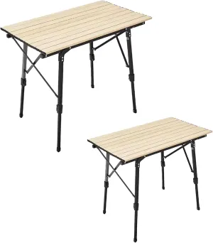 Outdoor Camping Table Picnic Folding Table Aluminum Alloy Camp Table Roll Up Table Top with Carry Bag for Camping Hiking