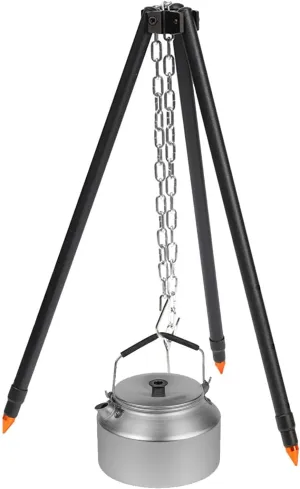Outdoor Camping Tripod - Portable Fire Pit Tripod Heavy Duty Kitchen Base | Adjustable Height Camp Base Stand Portable Outdoor Cooking Equipment Accessories