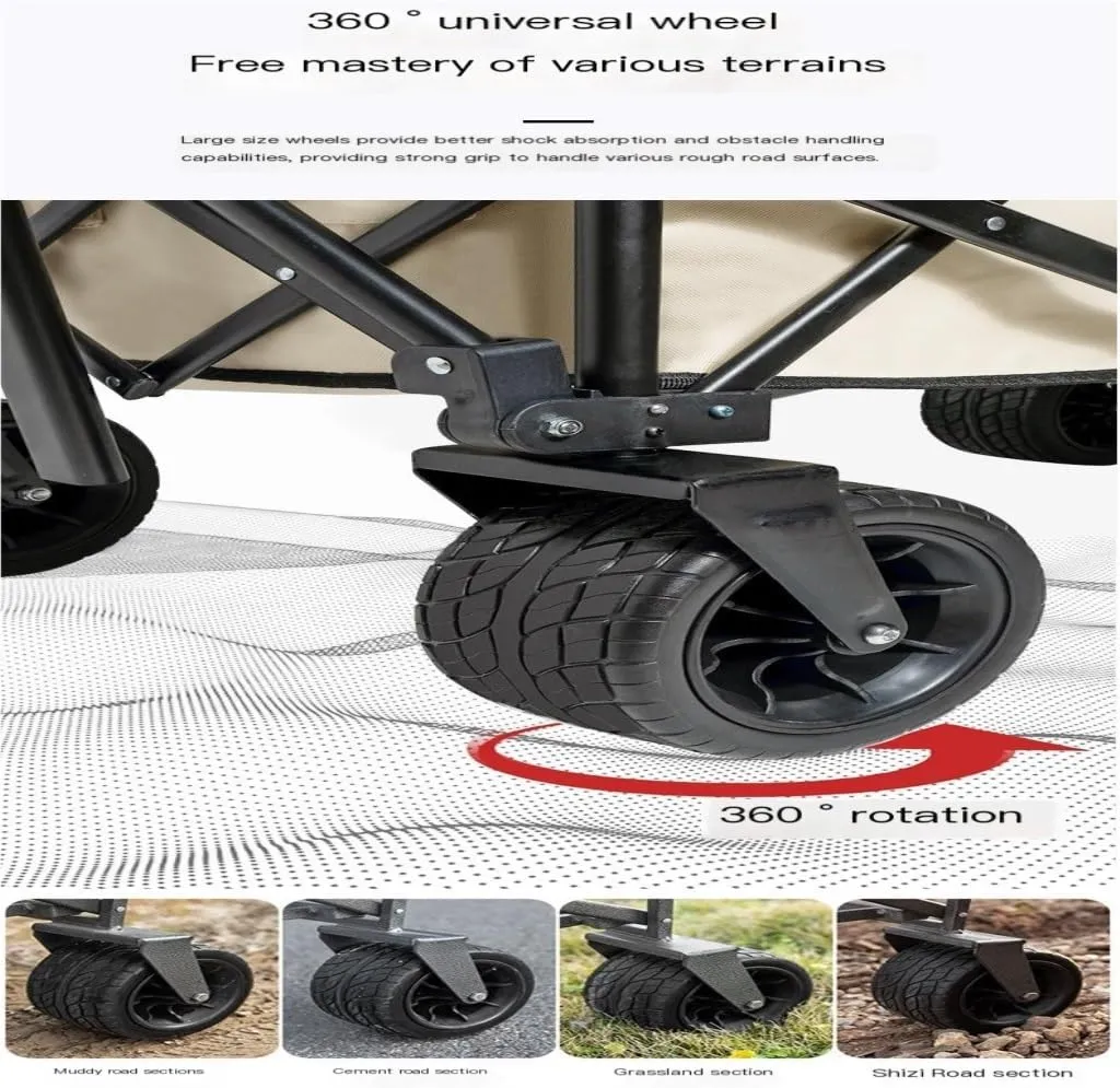 Outdoor carts with Wheels Shanuoduoji Outdoor Camper Fully Folding Camping Trailer Self-Driving Spring Outing Hand-Drawn Cart Picnic Camper Outdoor Cart(B)