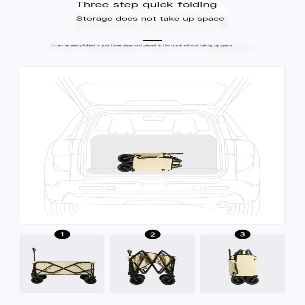 Outdoor carts with Wheels Shanuoduoji Outdoor Camper Fully Folding Camping Trailer Self-Driving Spring Outing Hand-Drawn Cart Picnic Camper Outdoor Cart(B)