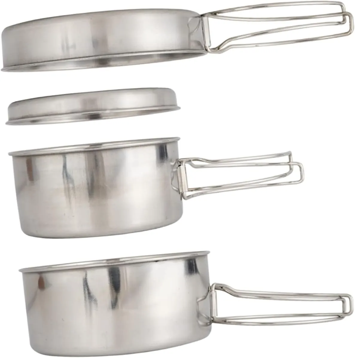 Outdoor Cooking Pot Stackable Set Portable Camping Cookware Boys and Girls Supplies 2-3 Person Camping Pots Pans