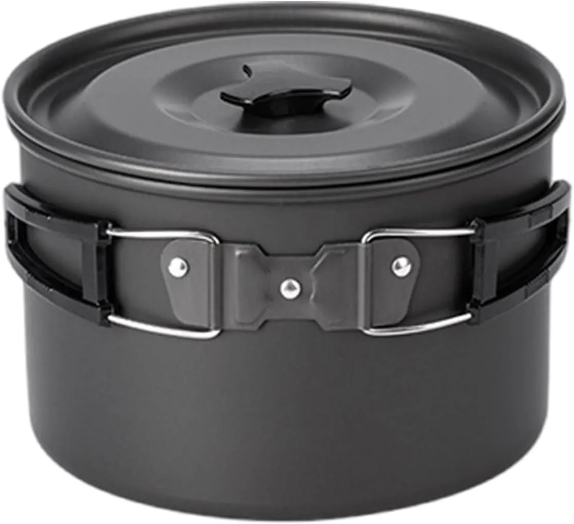 Outdoor Cooking Pots Portable Camping Pots with Lid and Folding Handle Aluminum Alloy Camping Cookware for Camping Picnics