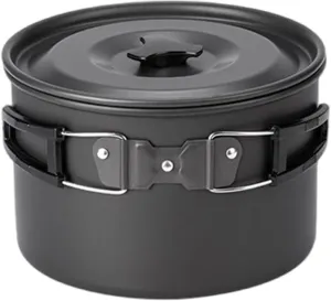 Outdoor Cooking Pots Portable Camping Pots with Lid and Folding Handle Aluminum Alloy Camping Cookware for Camping Picnics