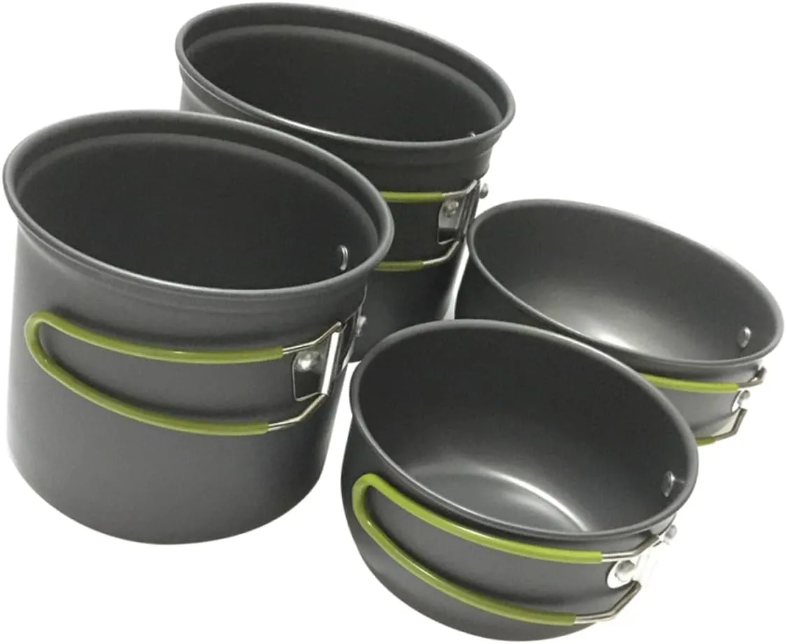Outdoor Cooking Utensil Set Lightweight Camping Cookware Stove Pan Kit Silicone Cover for Easy Cleaning