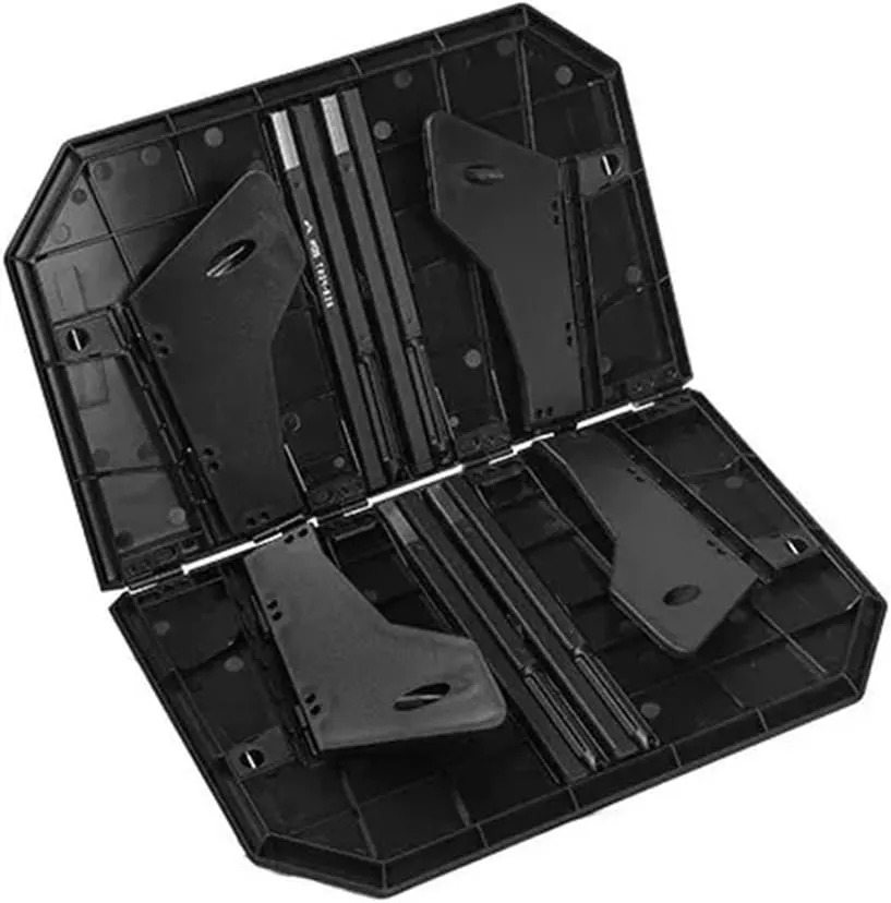 Outdoor Folding Camping Table Aluminum Alloy Multi-Function Adjustable Writing Storage(Black)
