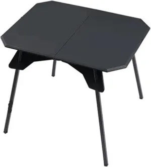 Outdoor Folding Camping Table Aluminum Alloy Multi-Function Adjustable Writing Storage(Black)