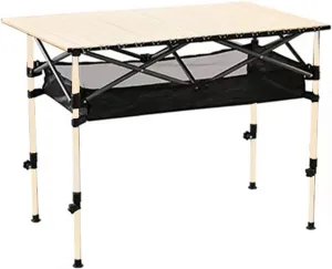 Outdoor Folding Camping Table, Ultralight Aluminum Alloy Roll Up Picnic Table with Storage Bag, Foldable Portable Table Height Adjustable for Beach, Fishing, BBQ, Hiking