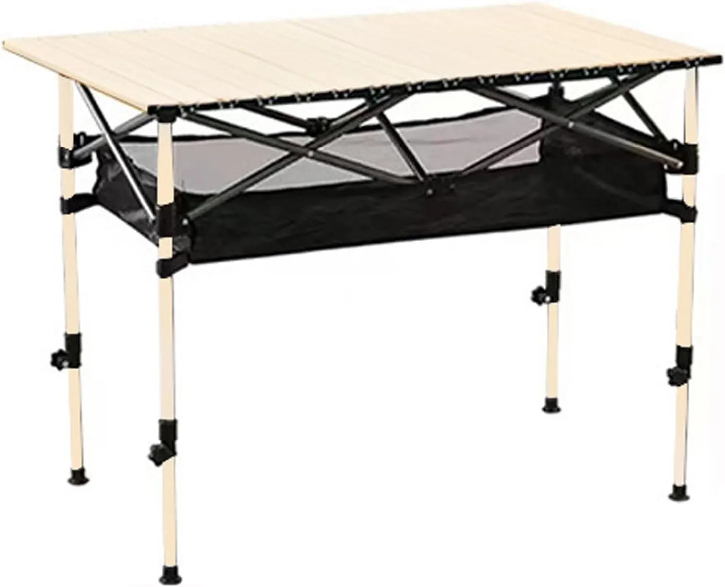Outdoor Folding Camping Table, Ultralight Aluminum Alloy Roll Up Picnic Table with Storage Bag, Foldable Portable Table Height Adjustable for Beach, Fishing, BBQ, Hiking