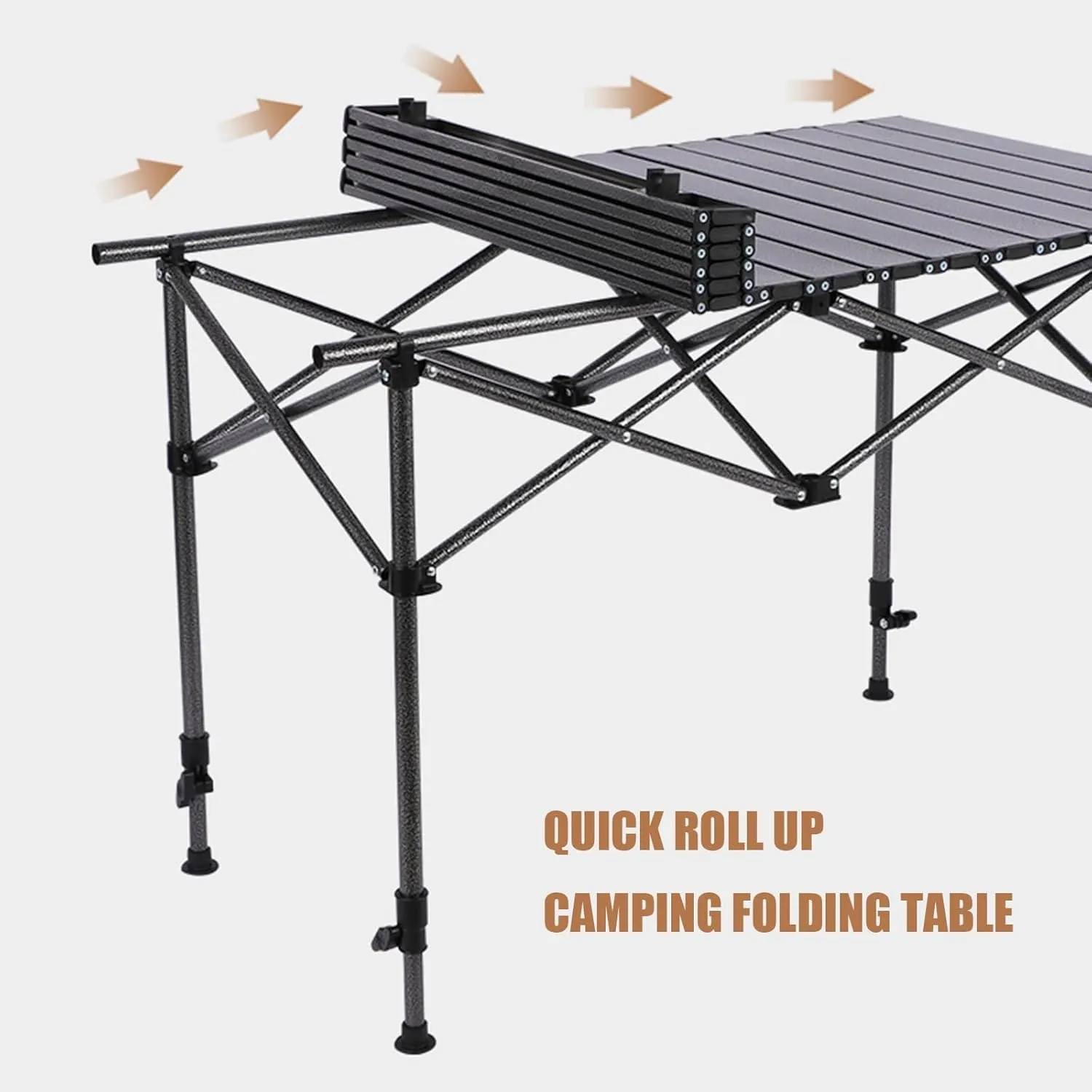 Outdoor Folding Camping Table, Ultralight Aluminum Alloy Roll Up Picnic Table with Storage Bag, Foldable Portable Table Height Adjustable for Beach, Fishing, BBQ, Hiking