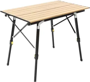 Outdoor Folding Portable Picnic Camping Table Adjustable Height Aluminum Roll Up Table with Carry Bag Lightweight Backpacking Table