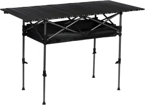 Outdoor Folding Portable Picnic Camping Table, Adjustable Height Camping Table, Roll-up Table with Large Storage Organizer and Carrying Bag for Camping, Beach, Patio, Picnic 120cm