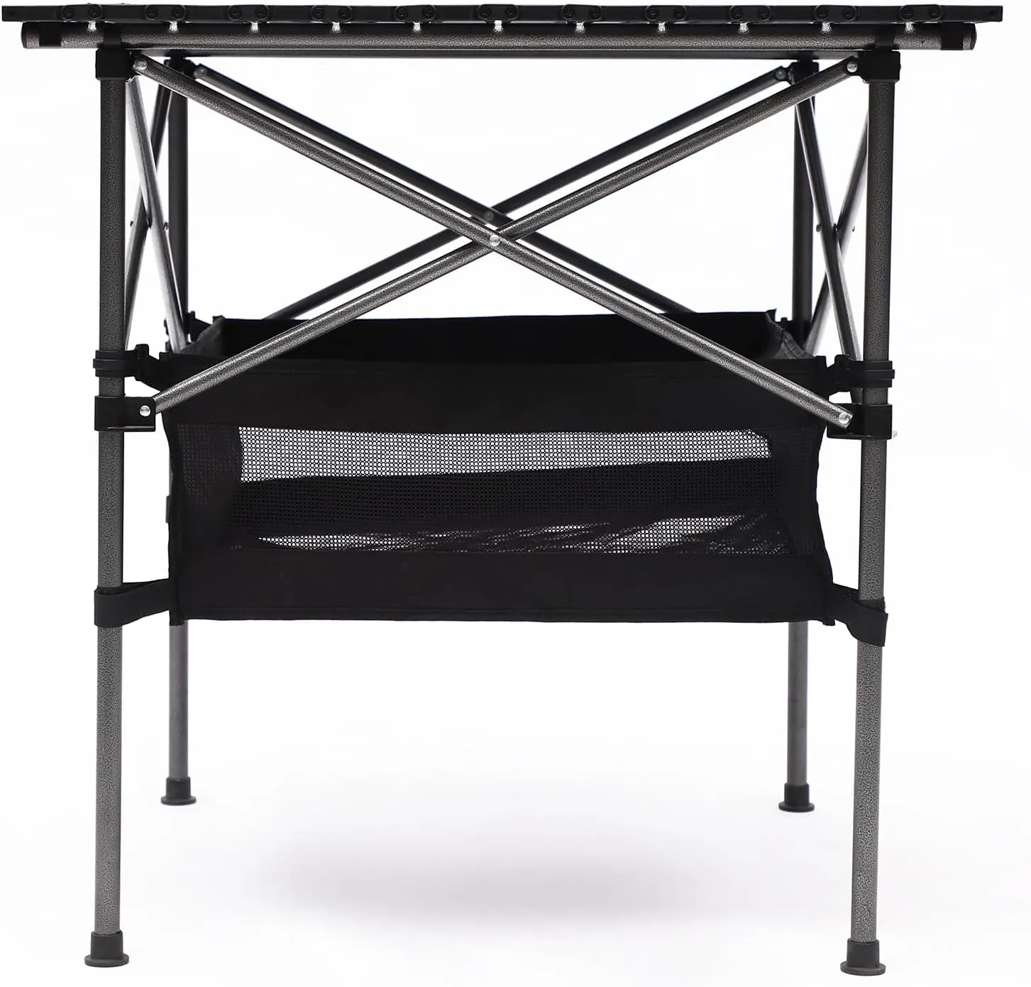 Outdoor Folding Table with Carrying Bag, Folding Camping Table, Lightweight Aluminum Roll-up Square Table for Indoor, Outdoor, Camping, Backyard, BBQ, Party, Patio, Beach, Picnic, Black